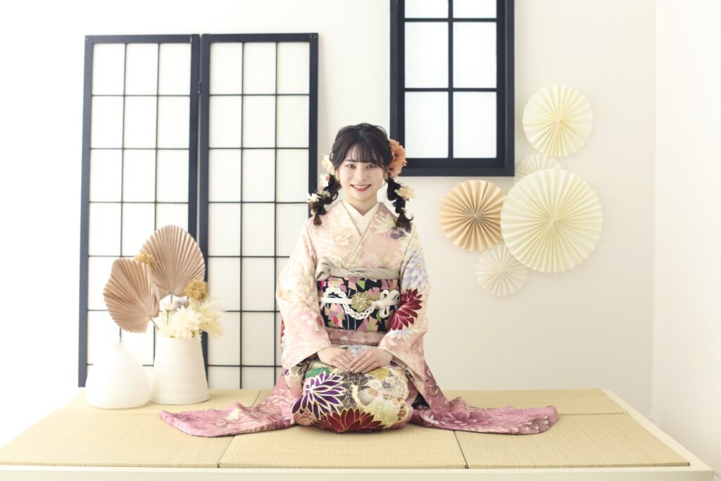 振袖レンタル(成人式)奈良市_フォトスタジオワタナベ(渡辺写真館)奈良押熊店_トータルコーディネートピンク着物
